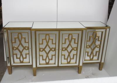 China Unique Design Living Room Mirrored Side Board Gold Color Surface Finish for sale