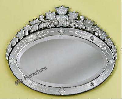 China Console Oval Venetian Mirror , 89 * 69cm Height Frameless Venetian Mirror Antique for sale