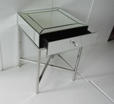 China 45 * 45 * 65CM Mirror Tables Furniture Silver Color Steel Chrome Finish for sale