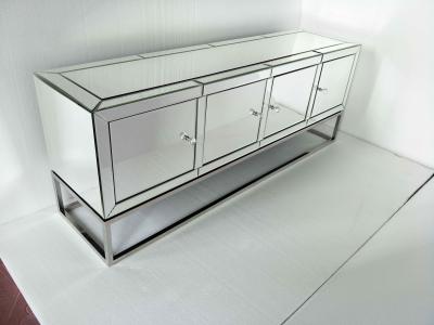 China Four Doors Mirrored Tv Stand , Stainless Steel Mirrored Glass Tv Stand for sale