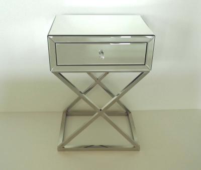 China Unique Design Mirrored Accent Table , One Drawers Mirrored Living Room Table for sale