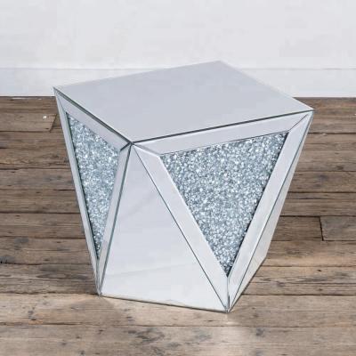 China Unique Small Square Crushed Diamonds Side Table for Living Room for sale