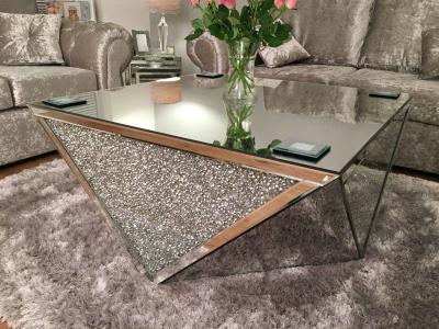 China Unique Diamond shape Coffee Table with Crushed Diamonds Inlay for sale