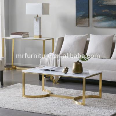 China High quality hotel Madison Park Antonio Marble Table Stainless Steel Coffee Side End Table for sale