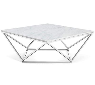 China Unique Diamond shaped Stainless Steel Base Marble Top Console Coffee Tape for sale