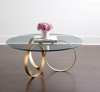 China Hot selling Round Center Table Stainless Steel Base glass Top Coffee Tape Side Table for sale