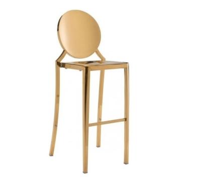 China Hot sales Gold Stackable Stainless Steel frame Round back Armless Bar Chair Barstool for sale