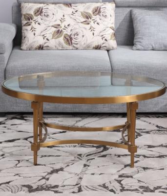 China Contemporary Oval Shape Tempered Glass Top Stainless Steel Frame Coffee Table for sale