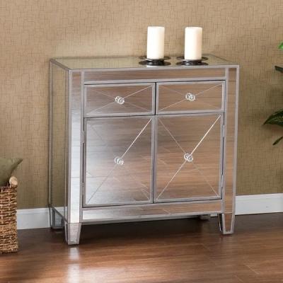 China 2 drawers silver mirrored nightstand 2 doors end table corner table for bed room for sale