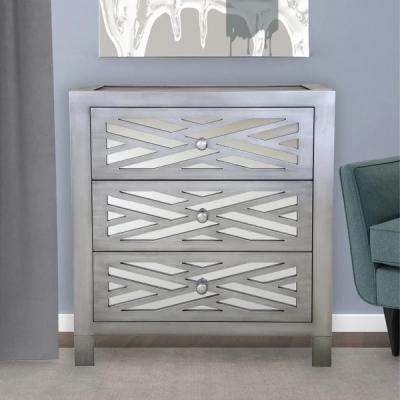 China Vintage 3 drawers corner cabinet silver mirrored sideboard for living room for sale