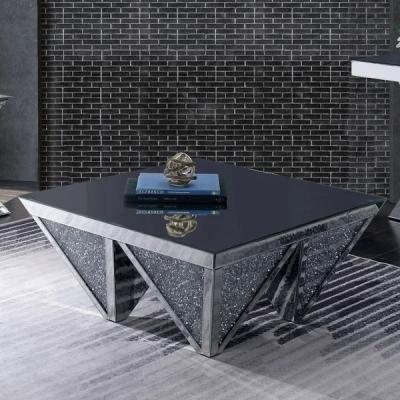 China Unique design diamond shaped mirrored coffee table crushed diamond console table for living room for sale