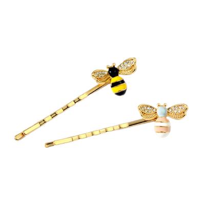 China Korean Fashion Wholesale Smiple Mini Rhinestone Bobby Pins Hair Clips Soft Metal Bee Hair Clips For Women for sale