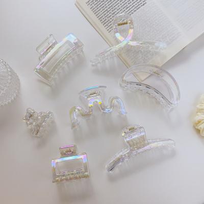 China Transparent Multiple Bundle Hair Shapes Plastic Hair Claw Clips Hollow Out Fashion Hair Accessories Claw Clips For Girls for sale