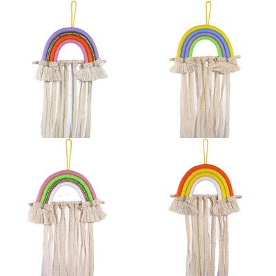 China Hot Sale Fashion Fancy Dresser Ins Room Accessories Wall Decor Rainbow Hand - Woven Hairpin Storage Belt For Girls for sale