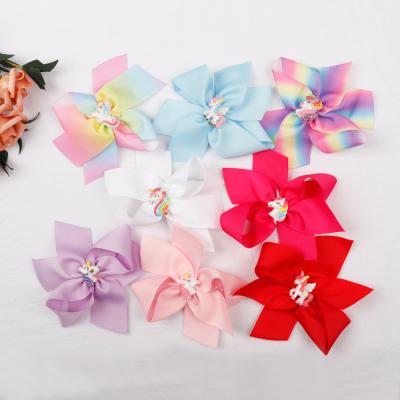 China Special Promotion Hair Clip Kids Bows Knot Unicorn Hair Clips Carton Handmade Accessories Wholesale Hair Clips For Girls for sale