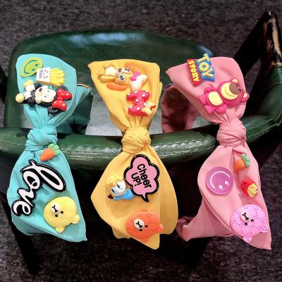 China New Design Cartoon Headband Girls Cute Animal Kids Baby Headbands Wide Colorful Bow Double Edge Headband for sale