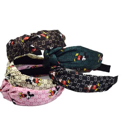 China Simple Hot Sale Cartoon Printing Headbands Colorful Wide Side Cute Designer Love Headbands For Women for sale