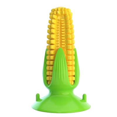 China New Amazon Corn Shape Dog Toothbrush Squeaky Dog Suction Cup Stocked Toy for sale