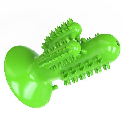 China Plastic Dog Teeth Cleaner Toy Toothbrush for Sticking Soft Rubber Teeth Cleaning Blue Cactus Dog Toothbrush-Shape Pet Chew Toy for sale