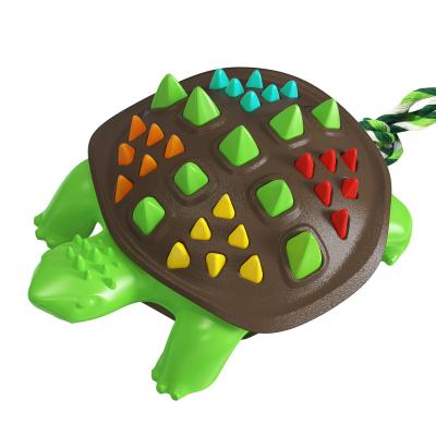 China Wholesale Natural Rubber Stocked Colorful Turtle Train Pet Toy Dog Interact Game Dog Outdoor Chew Teether Toy for sale