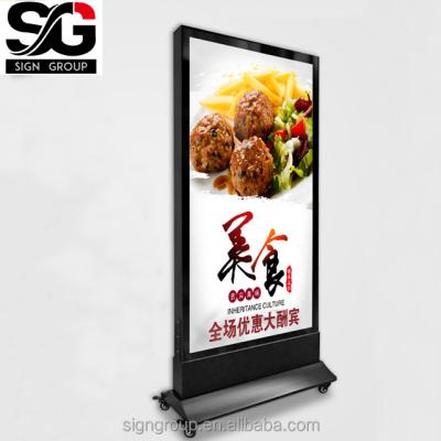 China Vertical Rolling LED Light Box Restaurant Shape Free Standing Outdoor Advertising Lightbox for sale