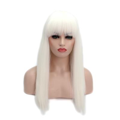 China Silky Straight Wave Synthetic White Silky Straight Pixie Cuts Full Lace Hair Wig Wigs With Bangs for sale