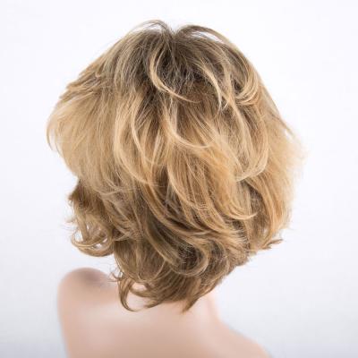 China Fashion Wave Design Short Brown Curly Synthetic Lace Hair Wigs For White Women Short Full Lace Wigs for sale