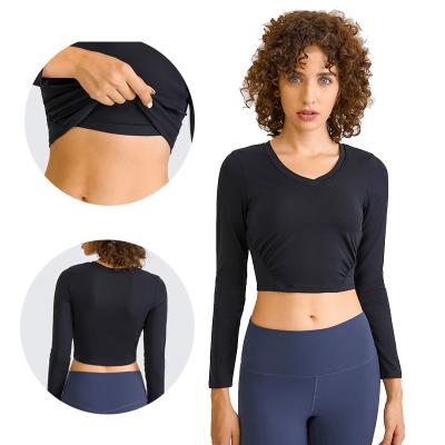 China HOPEUP Breathable Wholesale Crop Long Sleeve Sportswear Women Yoga Wear Women Yoga Wear Sports Jacket Top Thin Fitness for sale