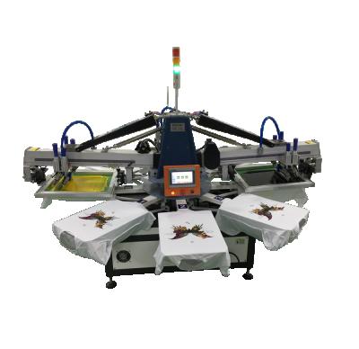 China Garment Shops Ruida 3 Color 8 Stations Automatic T-shirt Silk Screen Printing Machine for sale