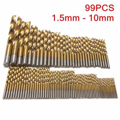 China Portable Electric Drill 99PCS 1.0-3.0mm Straight Hand Leg Drill Bits High Speed ​​Steel Twist Drill Bits Titanium-plated Straight Series for sale