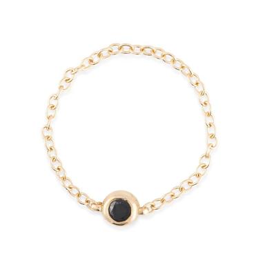 China Made with 2018 fashion 925 silver jewelry simple black stone ring chain, 18k gold blue sapphire ring for sale