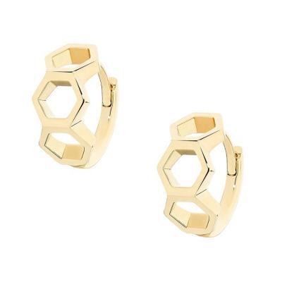 China FASHIONABLE Gemnel 925 sterling silver circle 18k yellow gold bee huggie earring for sale