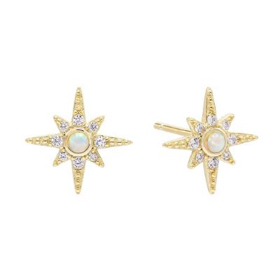 China Wholesale Hot Sale FASHIONABLE 925 18k Gold Gemnel Starburst Stud Earring Sterling Silver Opal for sale