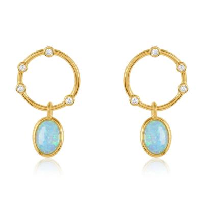 China Made With Cubic Zirconia Gemnel Fashion Earring Designer 925 Sterling Silver Opal Drop Earring for sale