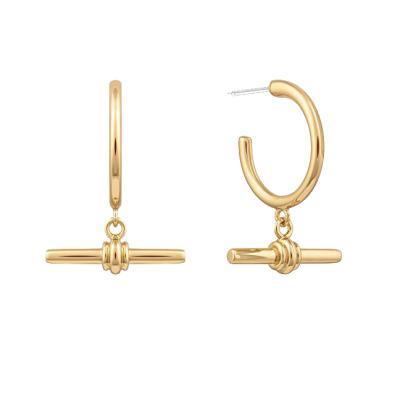 China Fashion Statement Gold Earring Jewelry Drop Huggie Bar Earring For Women for sale