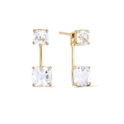 China FASHIONABLE New Arrivals Gemnel 18k Gold Diamond Gemstone Sterling Silver Ear Jacket Studs Earring for sale