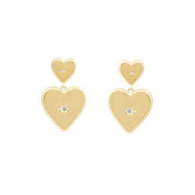 China 2021 Cute Gemnel Popular Heart Shape Drop Earring With Cubic Mini Earring for sale