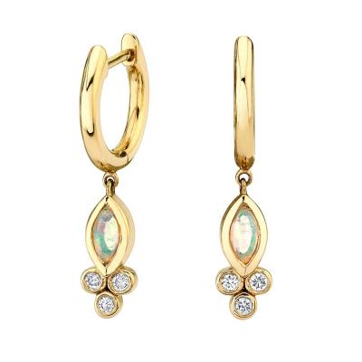 China Gemnel Fashion 925 Silver Gold Plated 18k Diamond Marquis Opal Thin Circle Drop Earring for sale