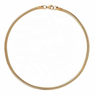 China FASHIONABLE Original Gemnel Jewelry 316 Stainless Steel Gold Vacuum Plated Wide 4 Mm Round Snake Chain Necklace for sale