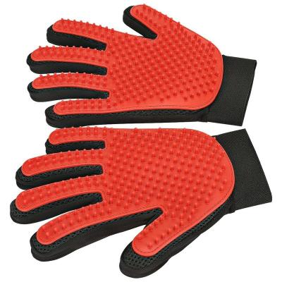 China Custom Logo Left & Right Stocked 2 in 1 Dog Deshedding Grooming Bath Glove for sale