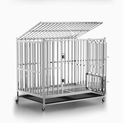 China Breathable Large Space Kennel Thickened Stainless Steel Dog Cage Separation Mother And Child Room Folding Strong Pet Shop Boarding Crate for sale