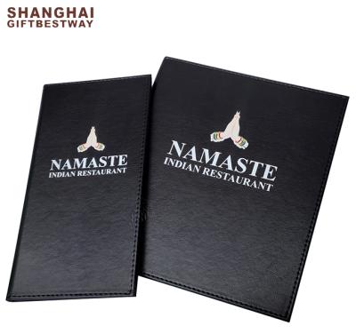 China High Quality Restaurant Logo Leather Menu Cover Restaurant Menu Screw Display Hotel PU Holder for sale