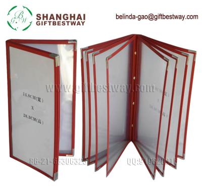 China Transparent 6 Page PVC Restaurant Menu Cover Menu Cover Stand 6 Pages Restaurant Menu Cover for sale