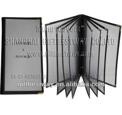 China 6 Page PVC Transparent Imation Restaurant Menu Cover Folder 6 Pages Leather Restaurant Menu Cover for sale