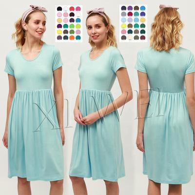 China Sleeves 2021 fashion simple breathable knitted elastic short t-shirt household top dresses nightgown for sale