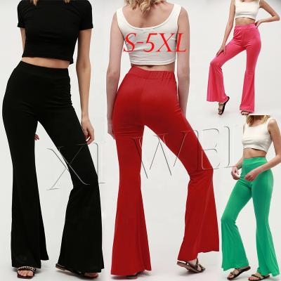 China New Wholesale 2021 Solid Color High Waist Breathable Knitted Breathable Women Rocket Casual Loose Wide Leg Pants Women Pants for sale