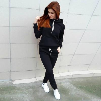 China 2022 Breathable Custom Logo Women Winter Wear Fashion Women Hooded Hoodies Pants Solid Sweatshirt Tracksuit Sweat Suit Sweatshirts for sale