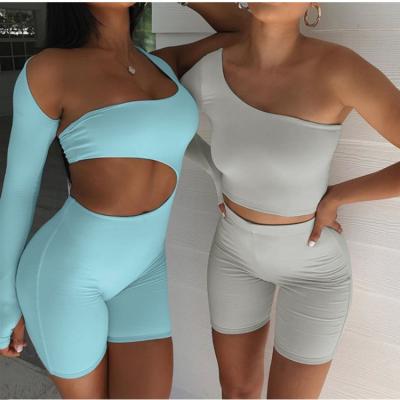 China 2022 Hot Sale QUICK DRY Solid Color Women Rompers Long Sleeve Casual Sportswear High Elastic Waist Female Overalls Hollow Out Slim Jumpsuit for sale