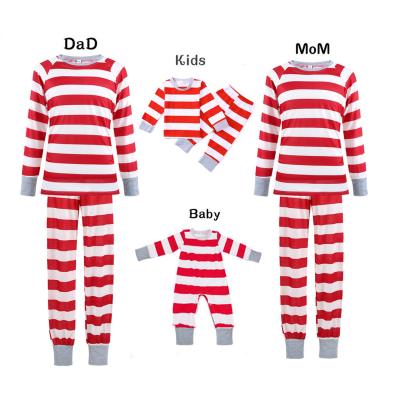 China Masheng Breathable 2022 New Festival Christmas Pajamas Set Family Loungewear XXL Women Sleepwear 130cm White Red Striped Teen Pajamas for sale