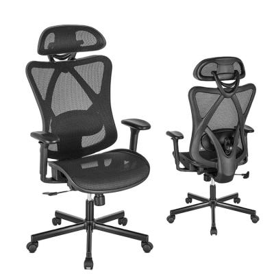 China Adjustable& EU Ergonomic Revolving Mesh High-Back Office Swivel Chair Executive With Adjustable Arms for sale